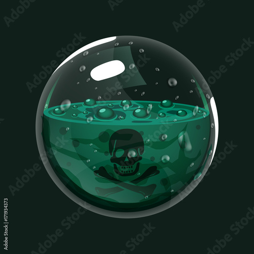 Sphere of poison. Game icon of magic orb. Interface for rpg or match3 game. Poison. Big variant.