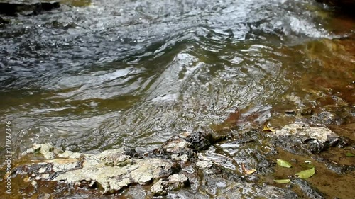 Water flow close up, Winter river scenic seven