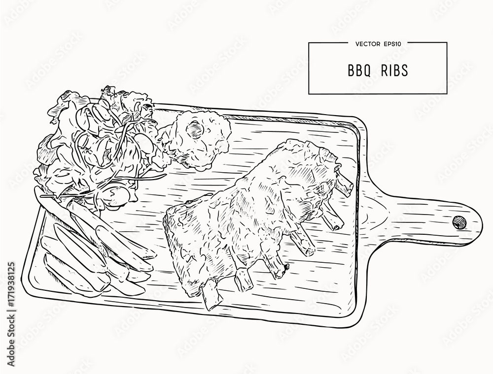 Obraz premium illustration of grilled spare ribs .