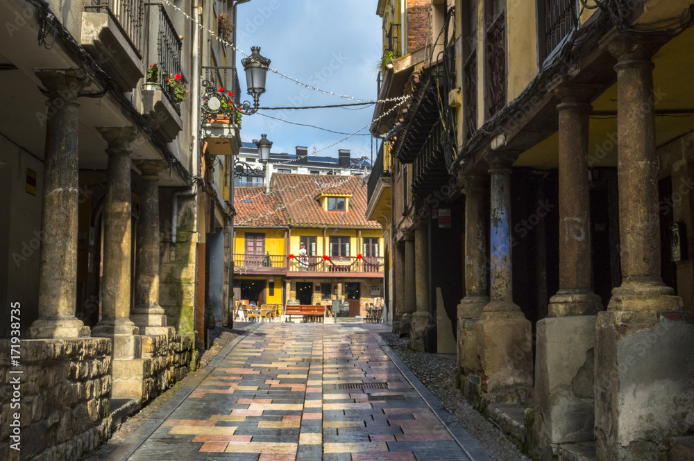 Calle Bances Candamo en Avilés, Asturias, España Stock Photo | Adobe Stock