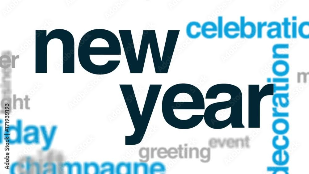 New Year animated word cloud, text design animation. New Year animated word cloud, text design animation.