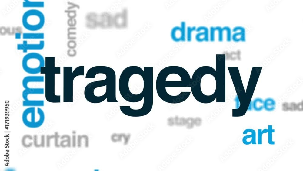Tragedy animated word cloud, text design animation. Tragedy animated word cloud, text design animation.