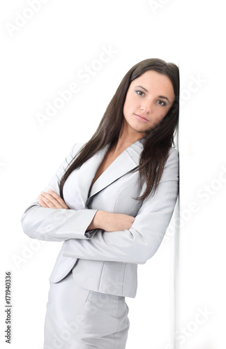 Smiling business woman, Isolated on white background