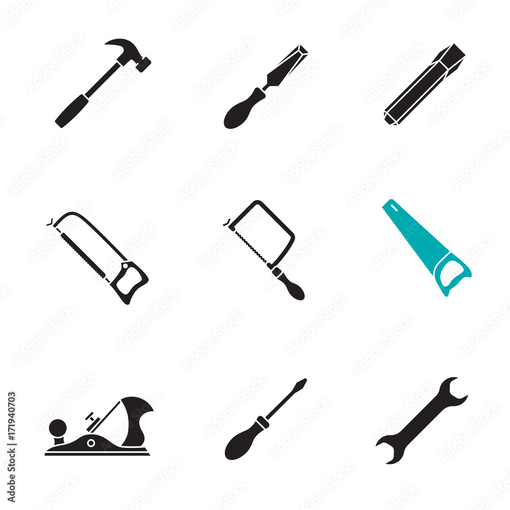 Construction tools glyph icons set Construction tools glyph icons set