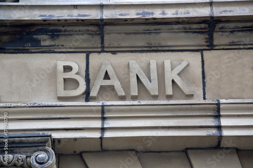 Bank Sign on Building Facade