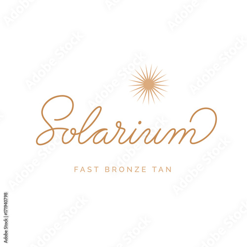 Solarium Tanning Salon Logo. Vector Signboard. Lettering logotype