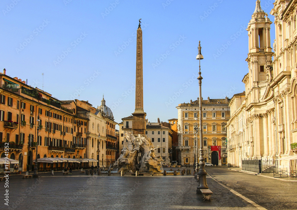 View of Navona Square (Piazza Navona) in Rome, Italy.