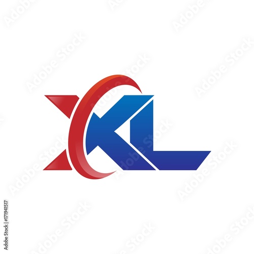 modern vector initial letters logo swoosh xl red blue