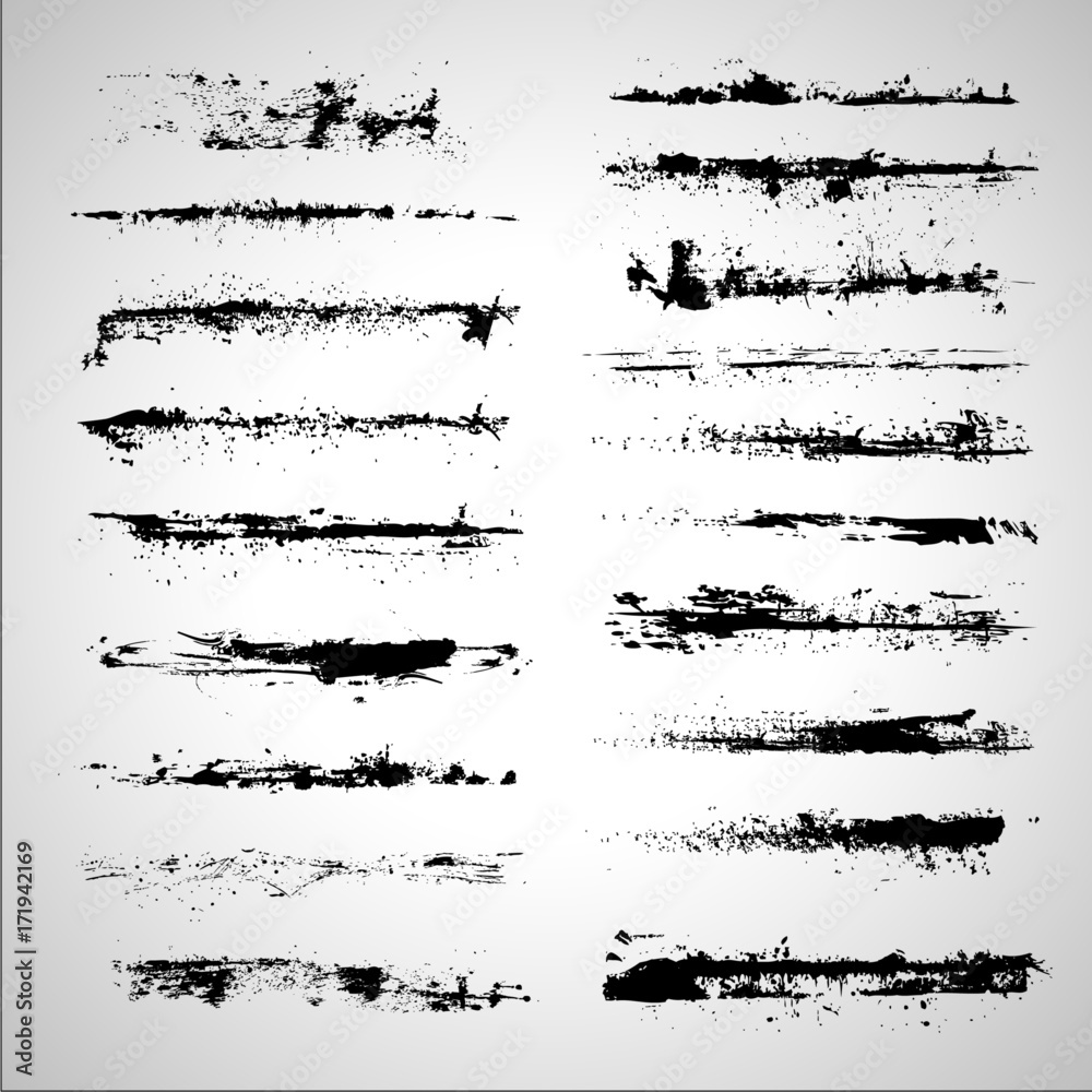Abstract Grunge Brush Strokes Set