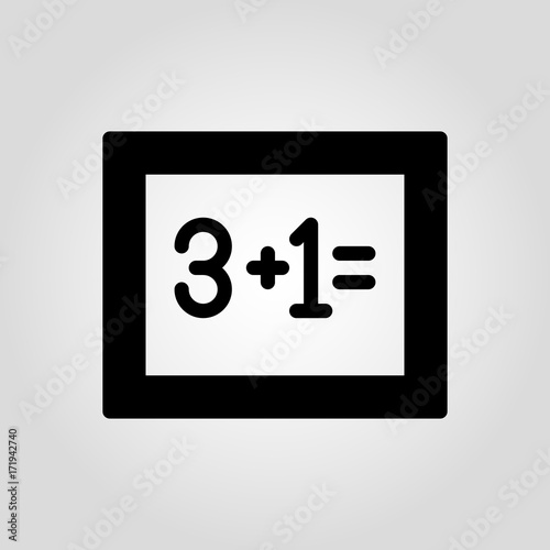 Three plus one sign. Education, early development, learning or literacy concept icon. Mathematics or formula button for app icon. Sum or autosum icon