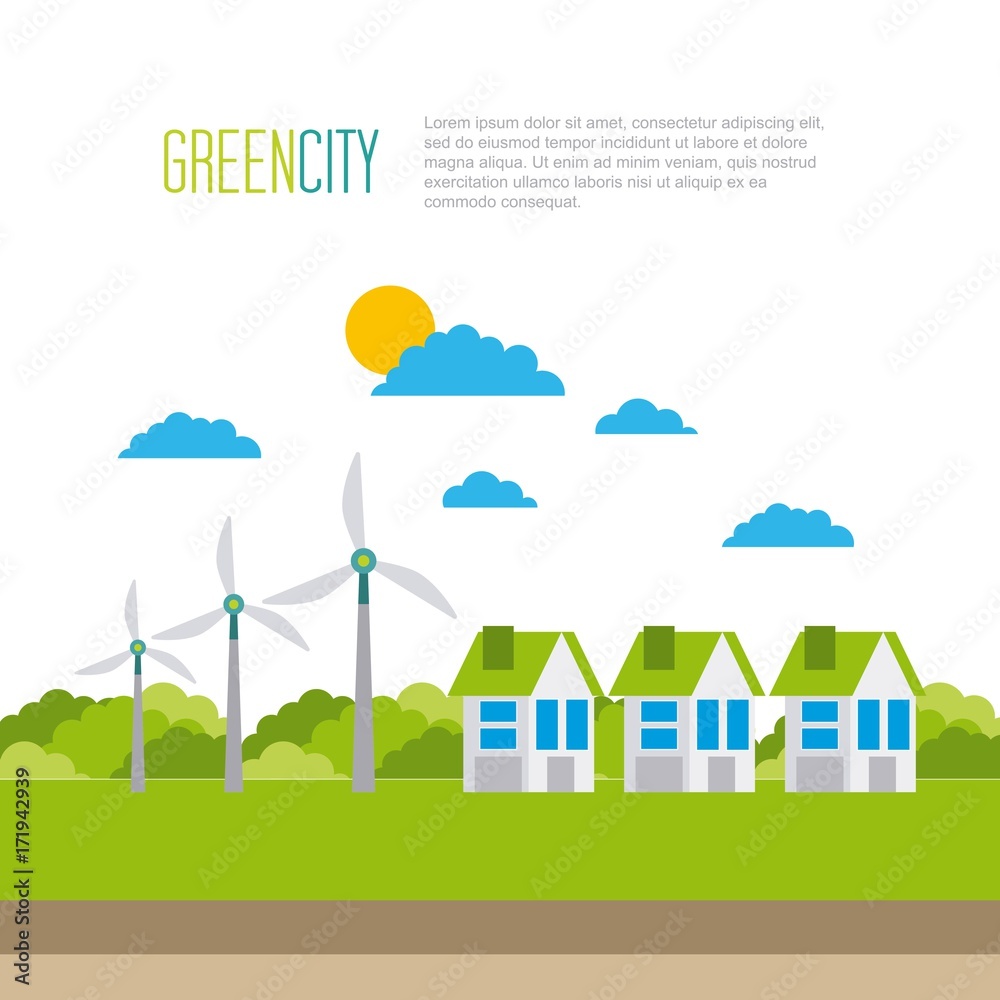 Fototapeta premium green city ecology energy environment vector illustration