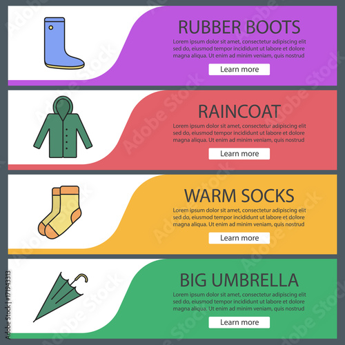 Autumn clothes web banner templates set