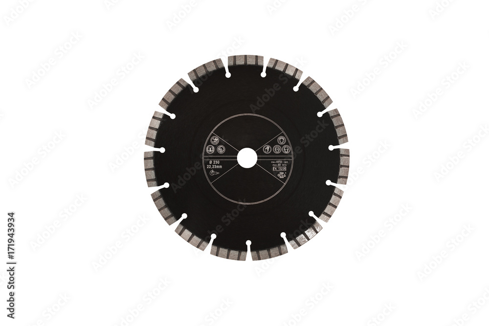 Cutting disc with diamonds - Diamond disc for concrete isolated on the white background Cutting disc with diamonds - Diamond disc for concrete isolated on the white background