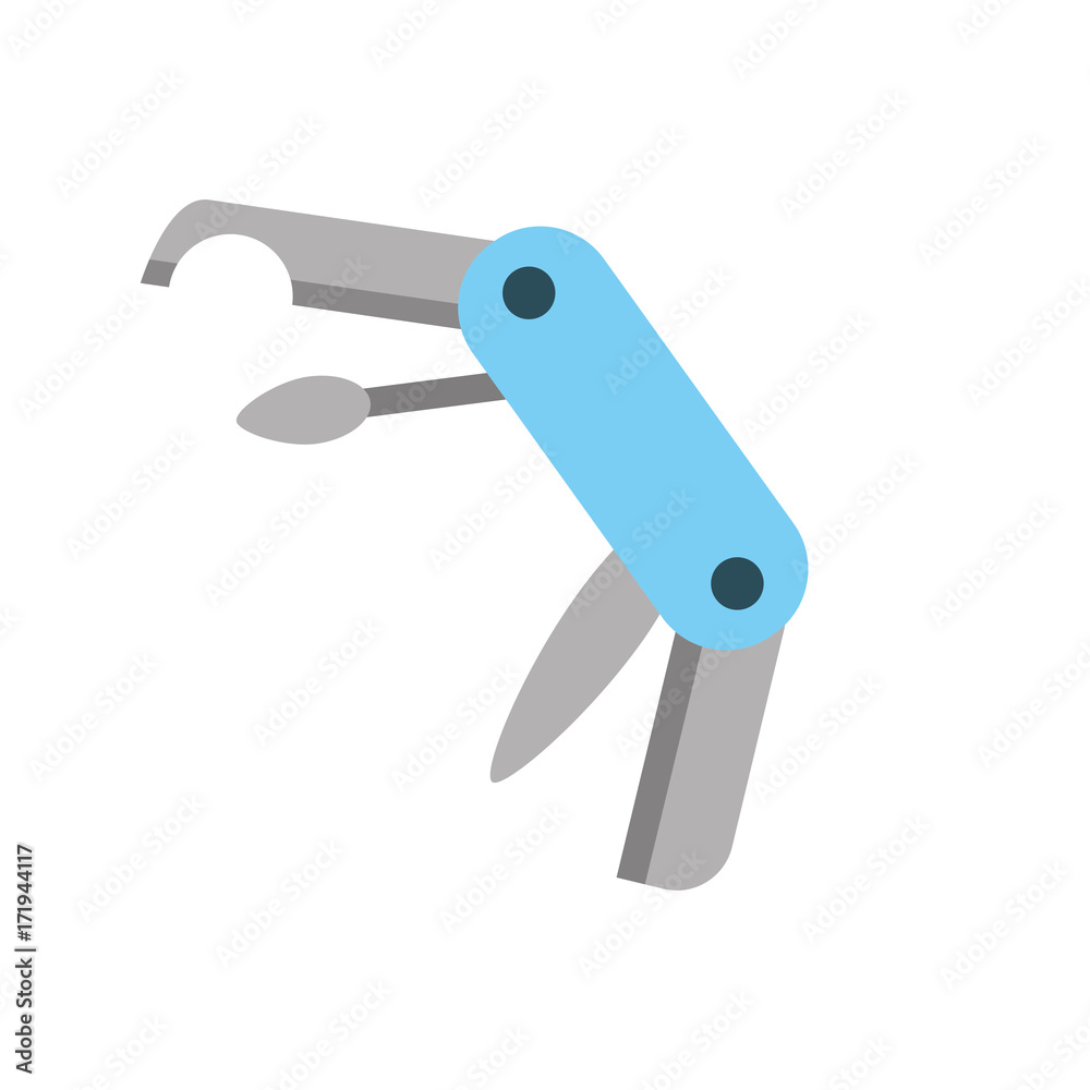 multipurpose of knife camping tool vector illustration
