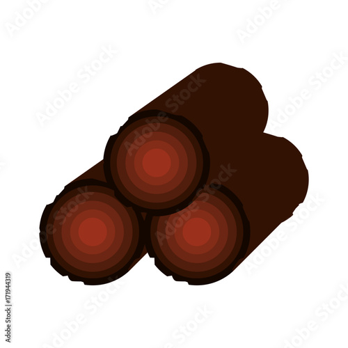 wooden camping material lumber firewood stump vector illustration