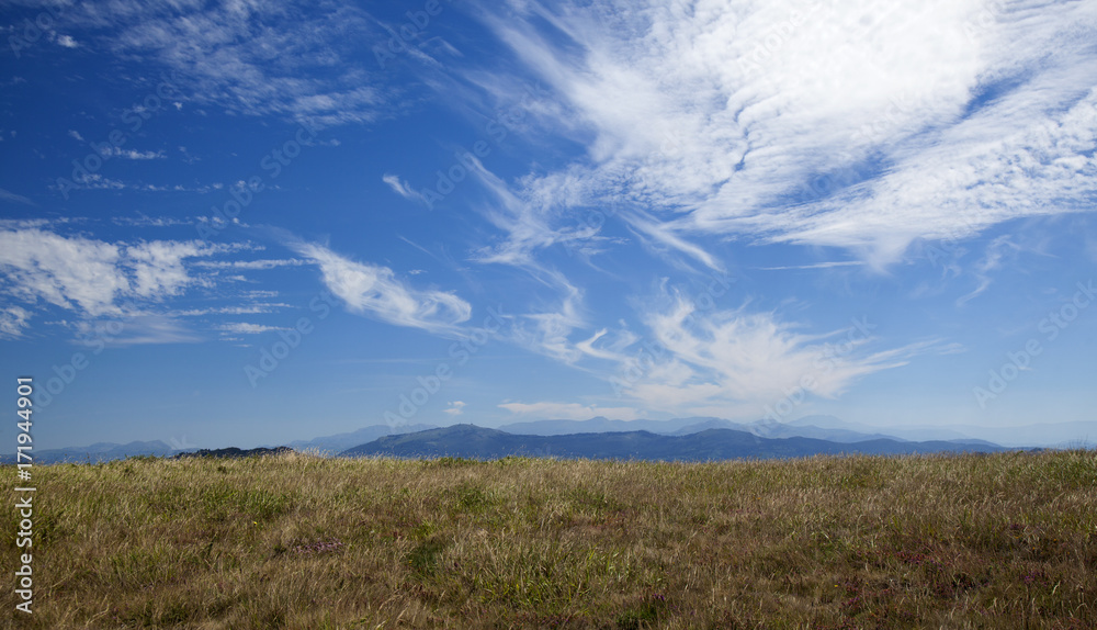 Cantabrian Range under blue sky