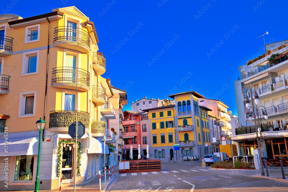 Town of Grado tourist promenade street colorful architecture view
