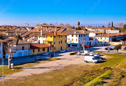 Town of Palmanova skyline panoramic view from city defense walls