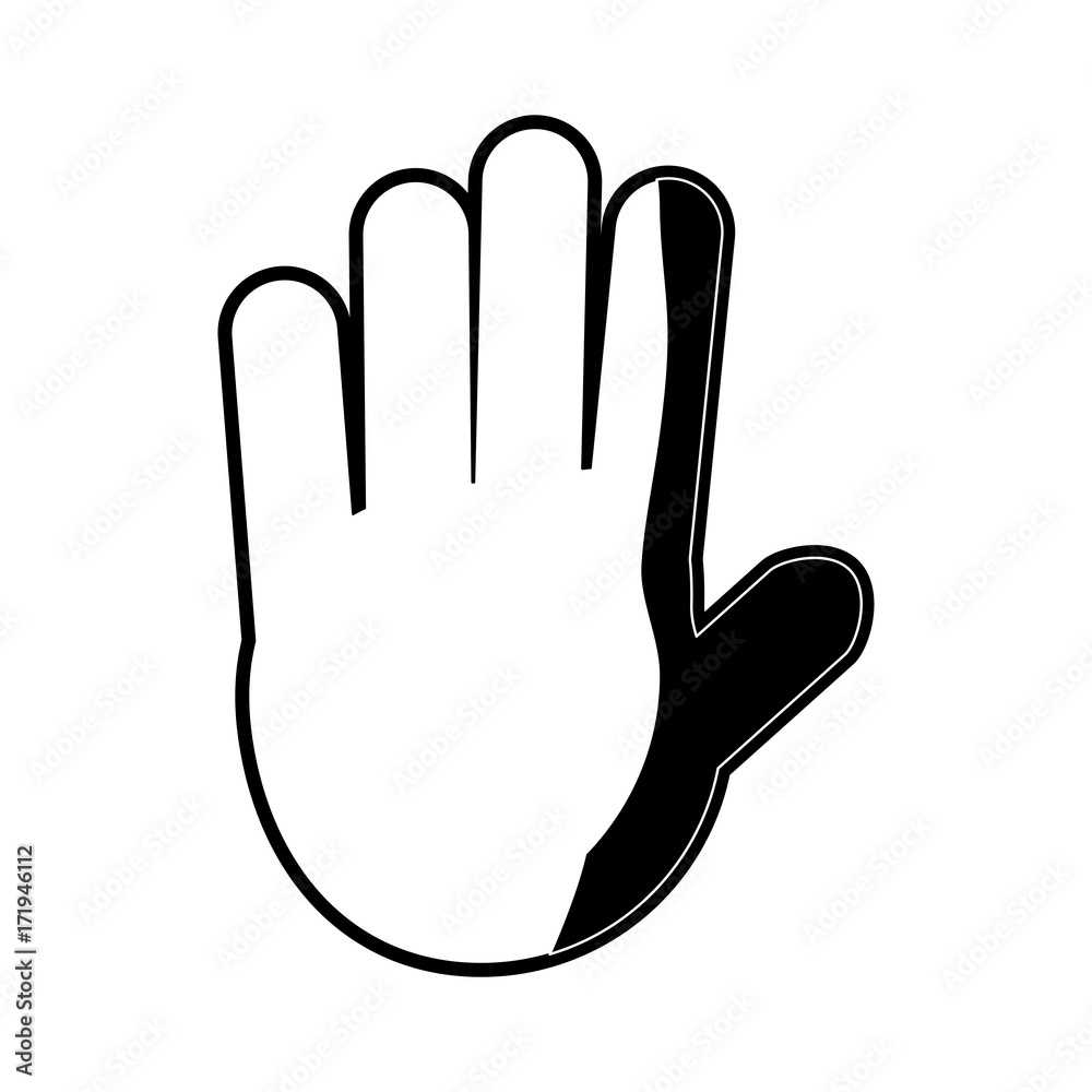 flat line monocromatic sign warning stop over white background vector illustration flat line monocromatic sign warning stop over white background vector illustration