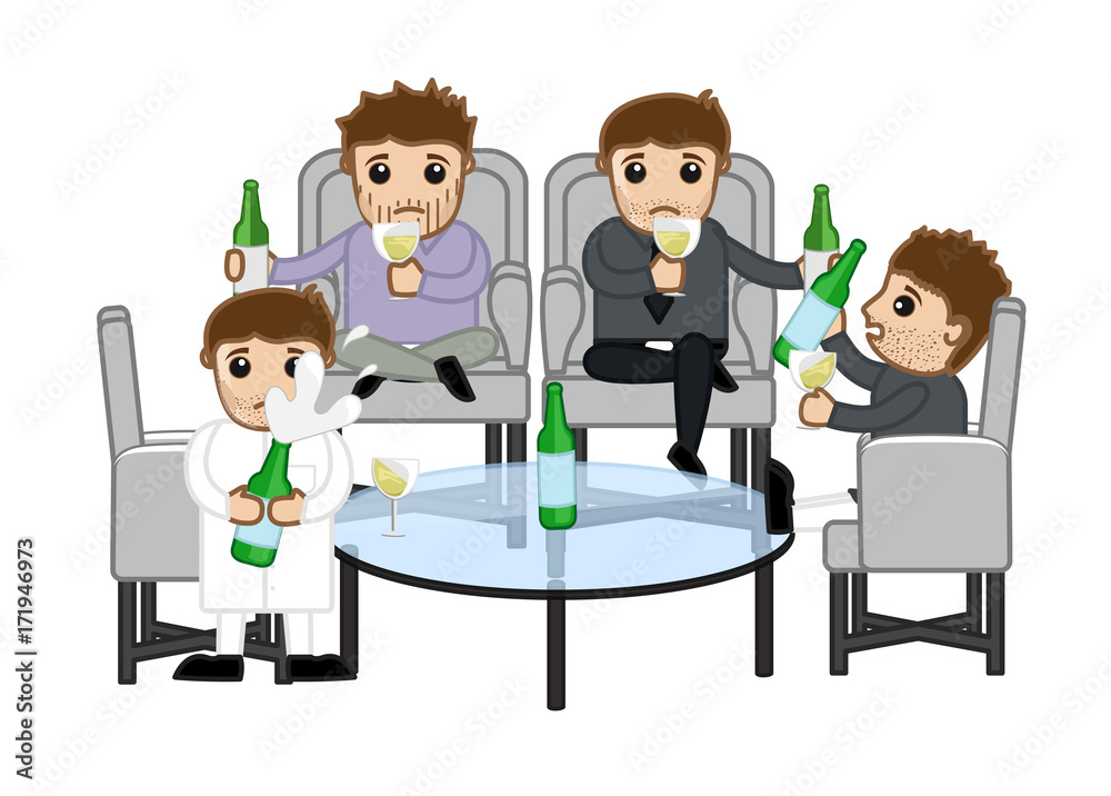 Drunk Person Characters Celebrate Party with Wine Drunk Person Characters Celebrate Party with Wine
