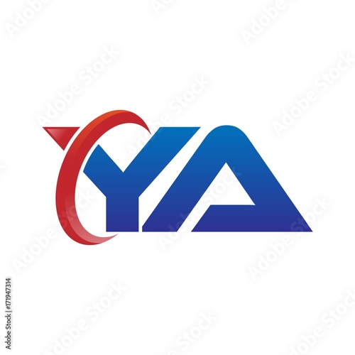 modern vector initial letters logo swoosh ya red blue