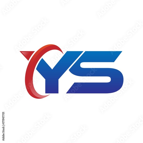 modern vector initial letters logo swoosh ys red blue