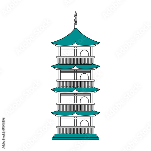 pagoda building japan related icon image vector illustration design