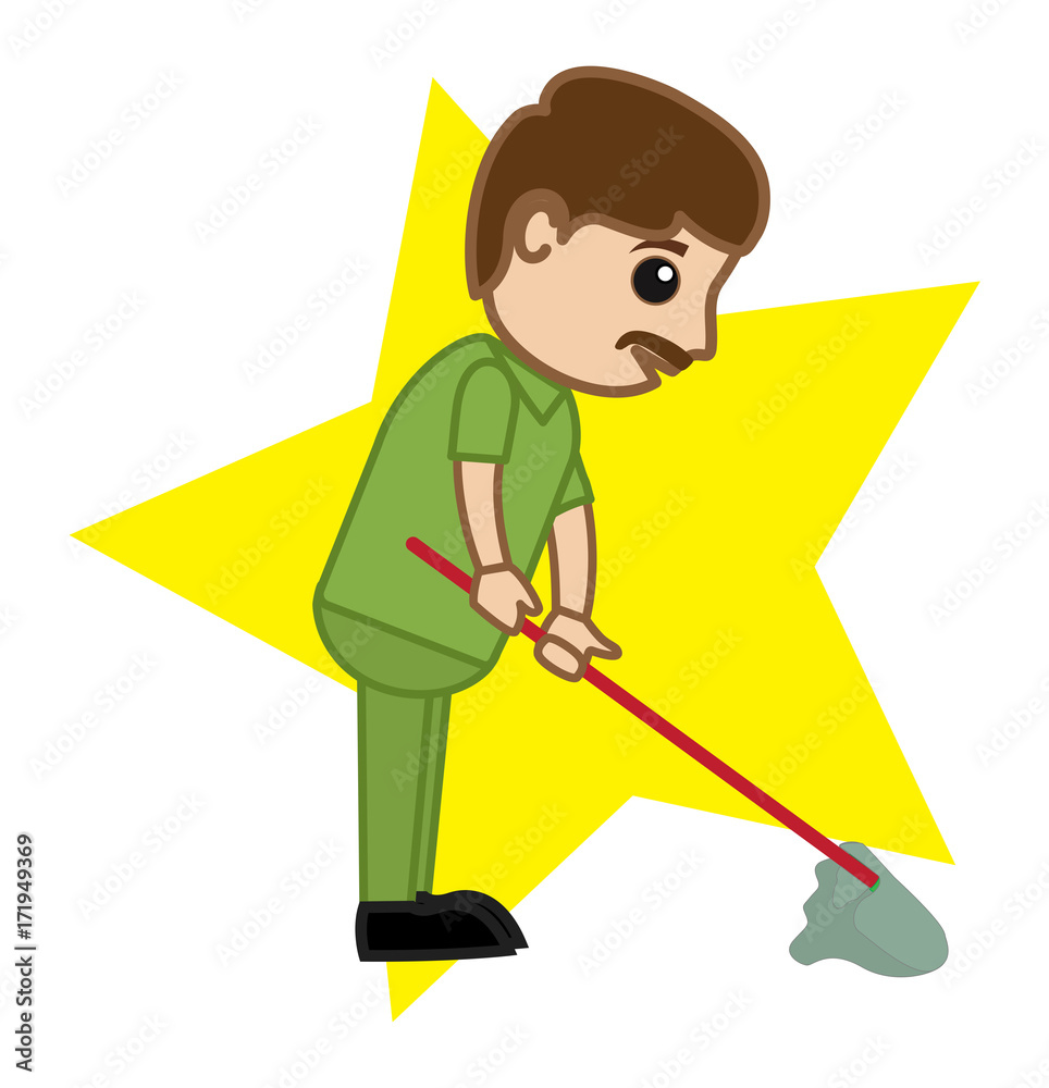 Cartoon Sweeper Cleaning - vector clip-art illustration Stock Vector | Adobe Stock Cartoon Sweeper Cleaning - vector clip-art illustration Stock Vector | Adobe Stock