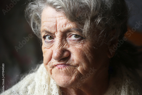 Elderly woman sad face