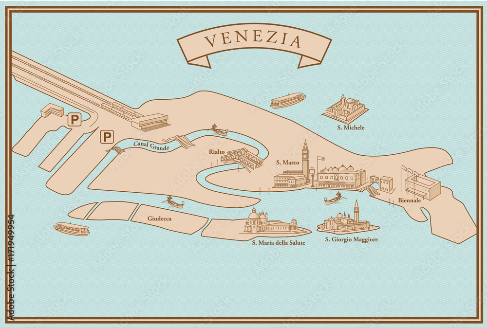 Fototapeta premium Mapa Wenecji