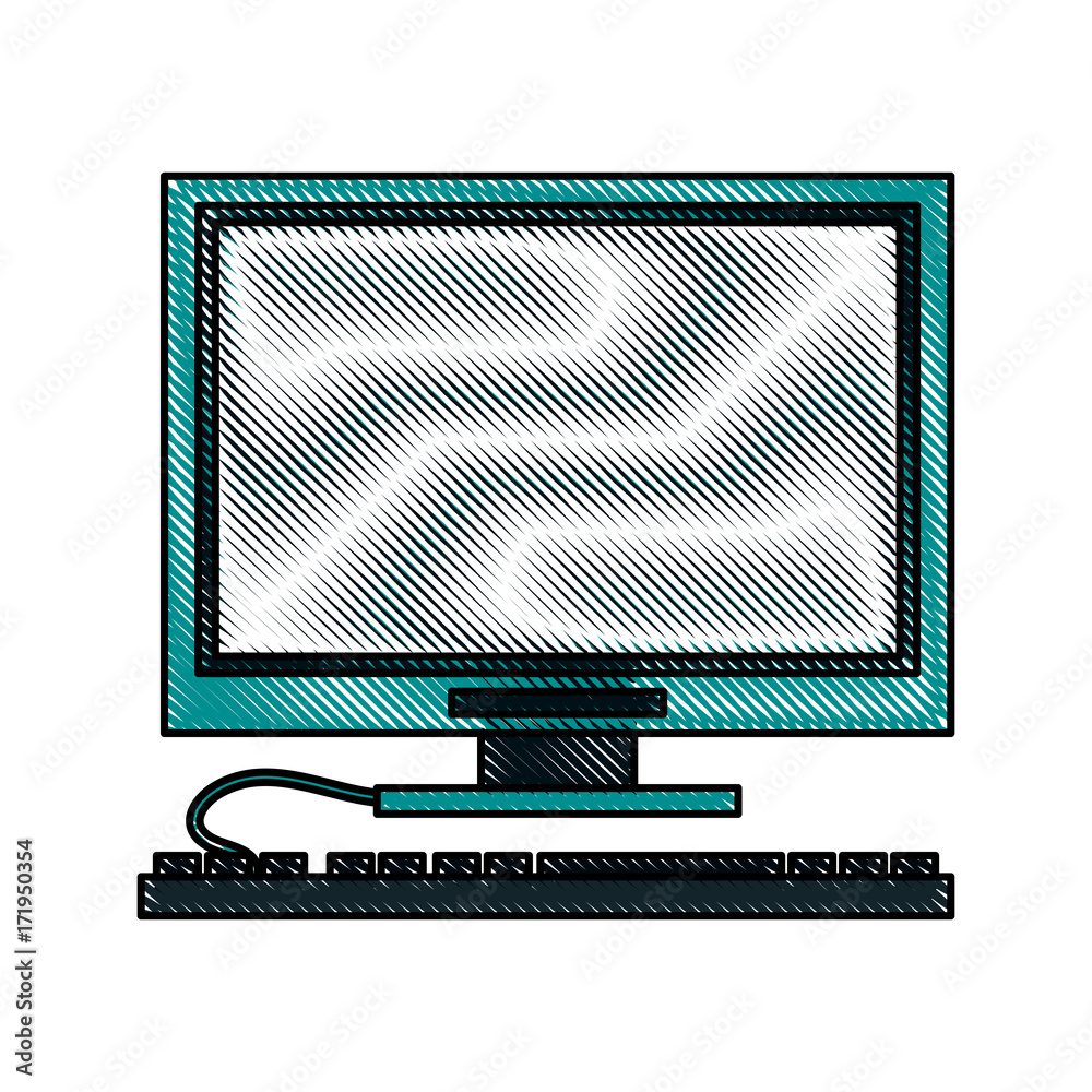 computer monitor and keyboard icon image vector illustration design
