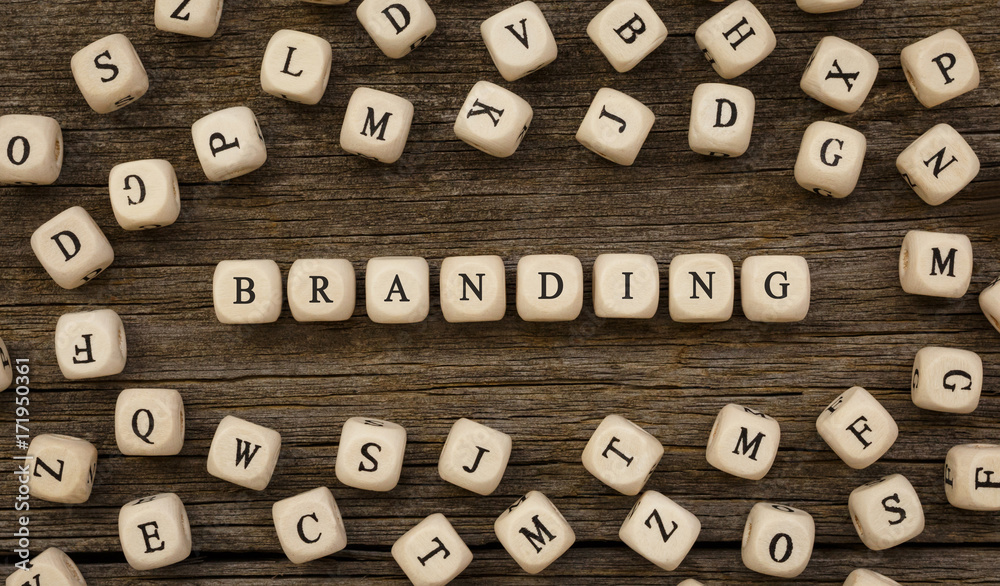 Word BRANDING written on wood block Word BRANDING written on wood block