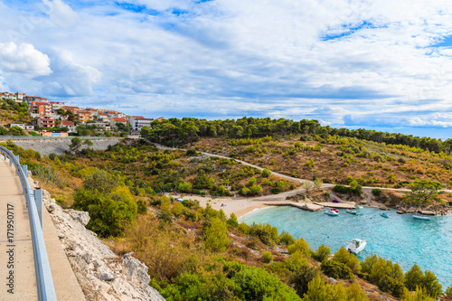 Beach in small bay between Sibenik and Primosten towns, Dalmatia, Croatia