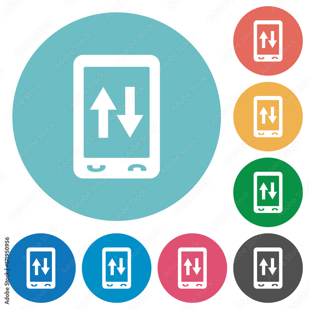 Mobile data traffic flat round icons Mobile data traffic flat round icons