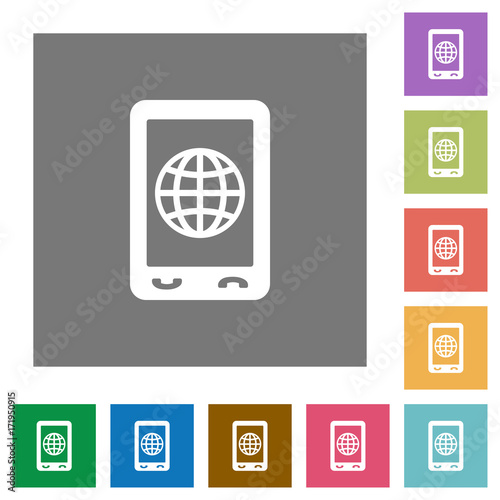 Mobile internet square flat icons