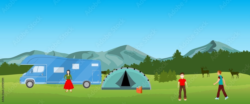 Camping in the nature, natural landscape Camping in the nature, natural landscape