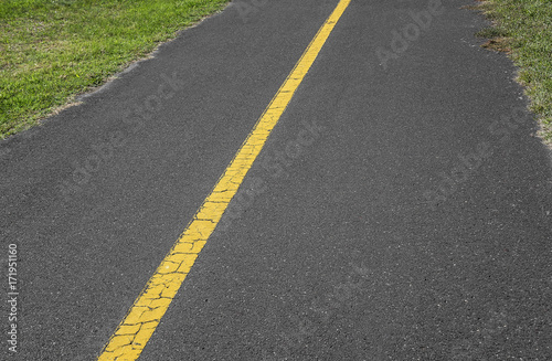 Asphalted path with yellow markings. © Denis Rozhnovsky