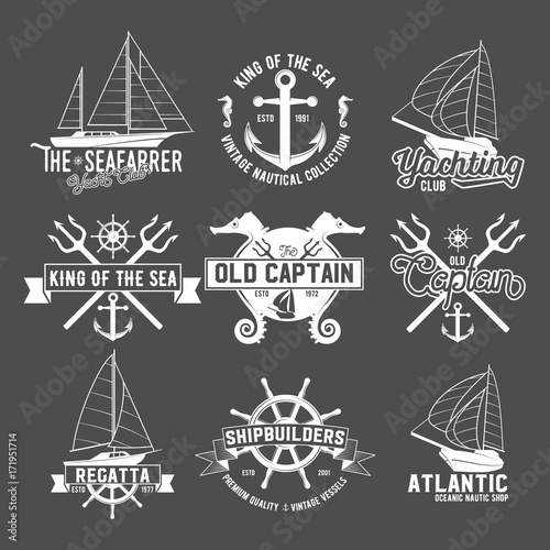 Yacht club badges logos and labels