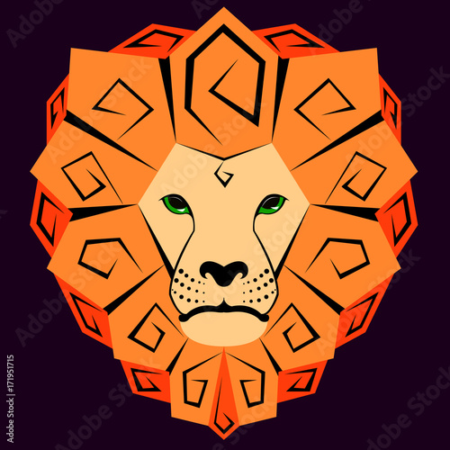 Icon of a lion with a dizzying mane