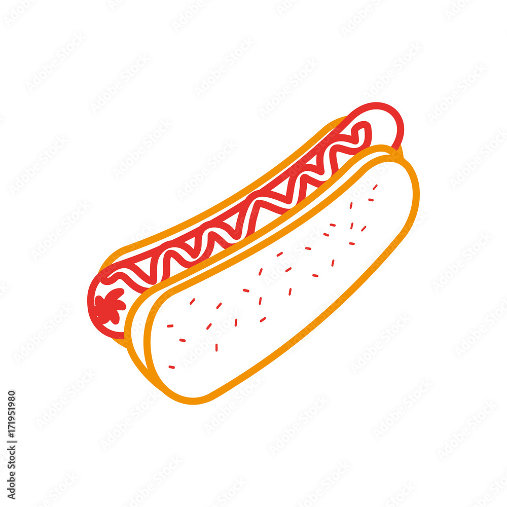fast food hot dog sausage and mustard dinner vector illustration