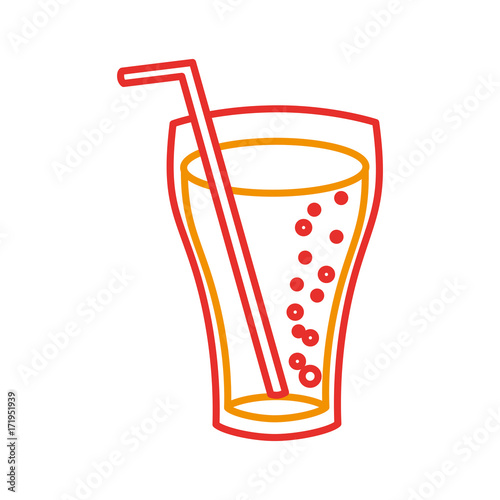 fast food glass cup cola drink bubbles vector illustration