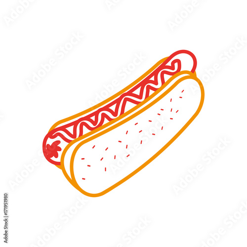 fast food hot dog sausage and mustard dinner vector illustration