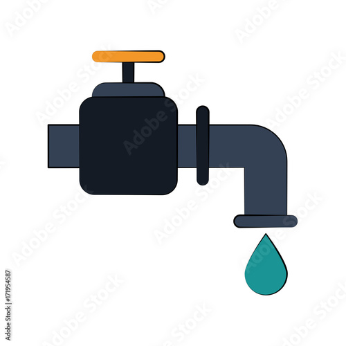 faucet with drop of water icon image vector illustration design 
