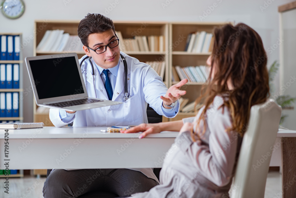 Pregnant woman visiting doctor for consultation Pregnant woman visiting doctor for consultation