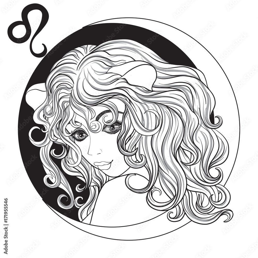 Leo. A young beautiful girl In the form of one of the signs of t Leo. A young beautiful girl In the form of one of the signs of t