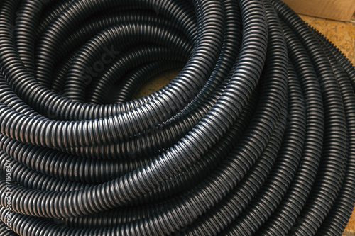 black ribbed plastic hose
