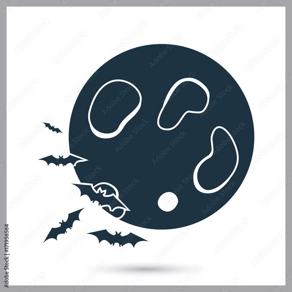 Moon and bats simple stock vector icon Moon and bats simple stock vector icon