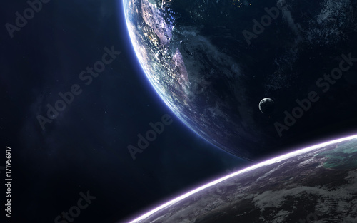 Unexplored planets of faraway space. Deep space image, science fiction fantasy in high resolution ideal for wallpaper and print. Elements of this image furnished by NASA