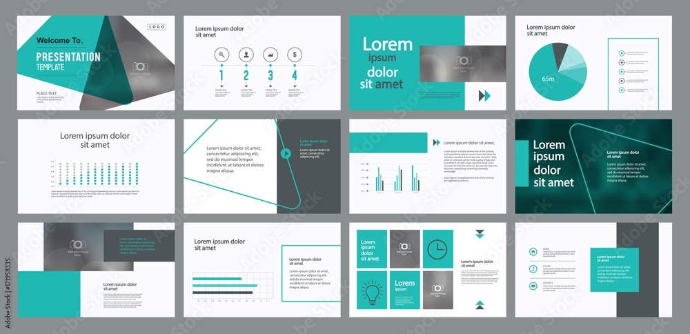 green business presentation template design and page layout design for ...