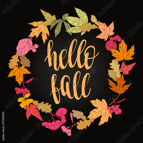 Lettering and decorative elements. Vector illustration for your design on chalkboard dark background.